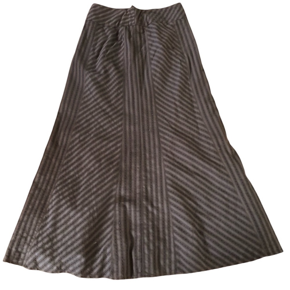 Talbots Brown Cotton Striped Lace maxi skirt lined side hidden zipper Size 2P - Picture 5 of 8